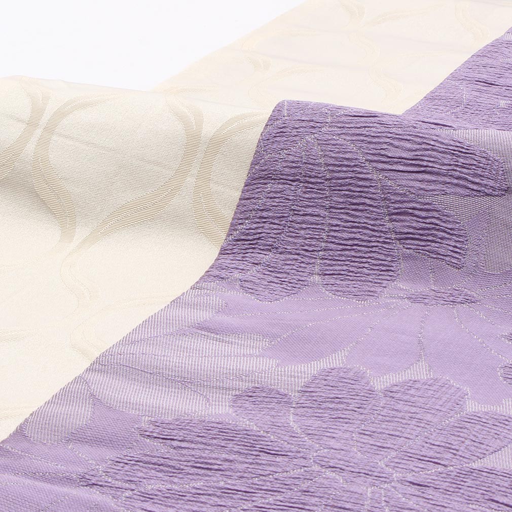 【新品】音符刺繍 紫と黄色の浴衣帯　半幅帯　日本製　細帯　ポリエステル 新品】音符刺繍 紫と黄色の浴衣帯 半幅帯 日本製 細帯 ポリエステル