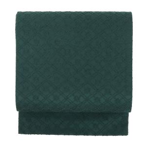 京袋帯 帯 深緑 アイボリー 仕立て上がり 日本製 百華園 小紋 紬 和装 新品 未使用