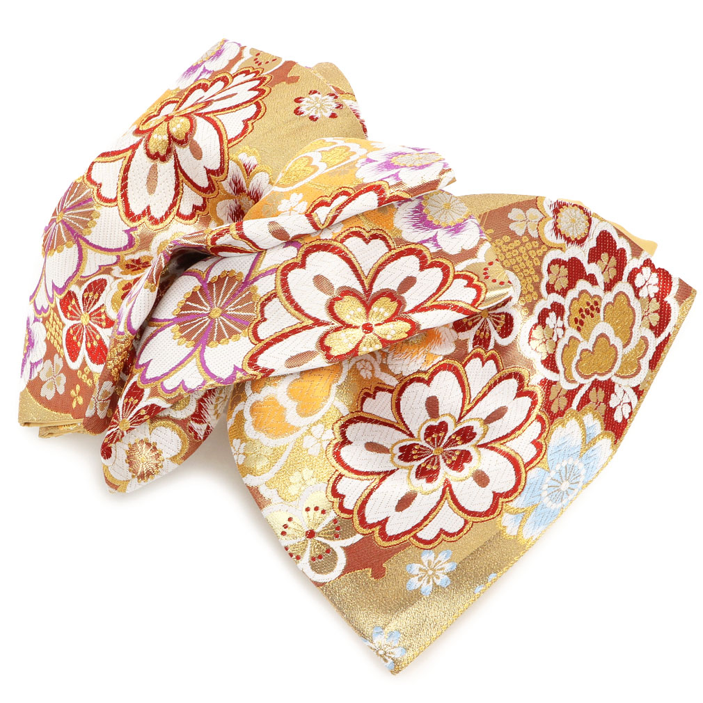 振袖帯　袋帯　牡丹　菊花　八重桜　牡丹　流水　膨れ織　着物　044a d 振袖帯 袋帯 牡丹 菊花 八重桜 牡丹 流水 膨れ織 着物 044a d - メルカリ