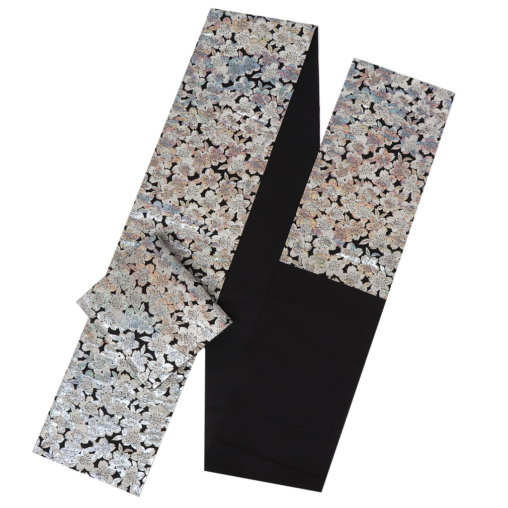 Kisste（キステ） 袋帯 振袖用 帯 成人式 黒 銀 桜 西陣織 佐々木染織