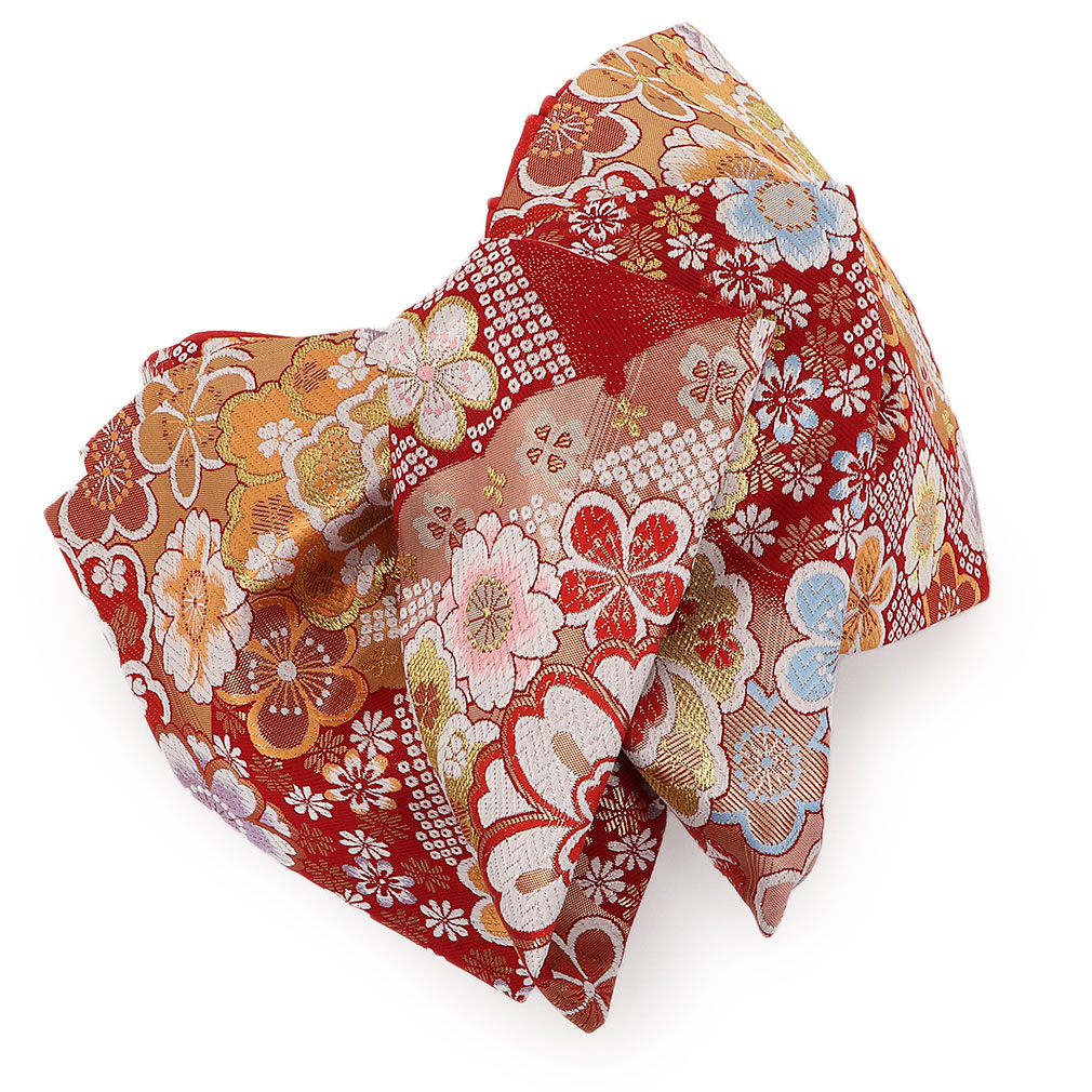 成人式　フルセット　振袖　帯　西陣　ビーズバッグ　紅型 Kisste（キステ） 袋帯 振袖用 帯 長尺 長尺サイズ 成人式 赤 梅 桜