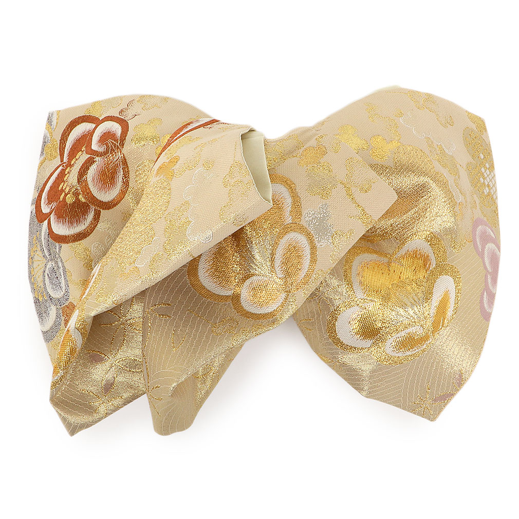 Kisste（キステ） 袋帯 振袖用 帯 成人式 ベージュ ゴールド 梅 西陣織