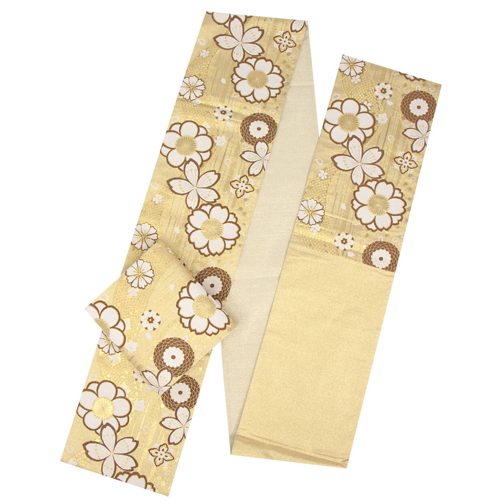 Kisste（キステ） 袋帯 振袖用 帯 成人式 ゴールド 桜 万寿菊 西陣織