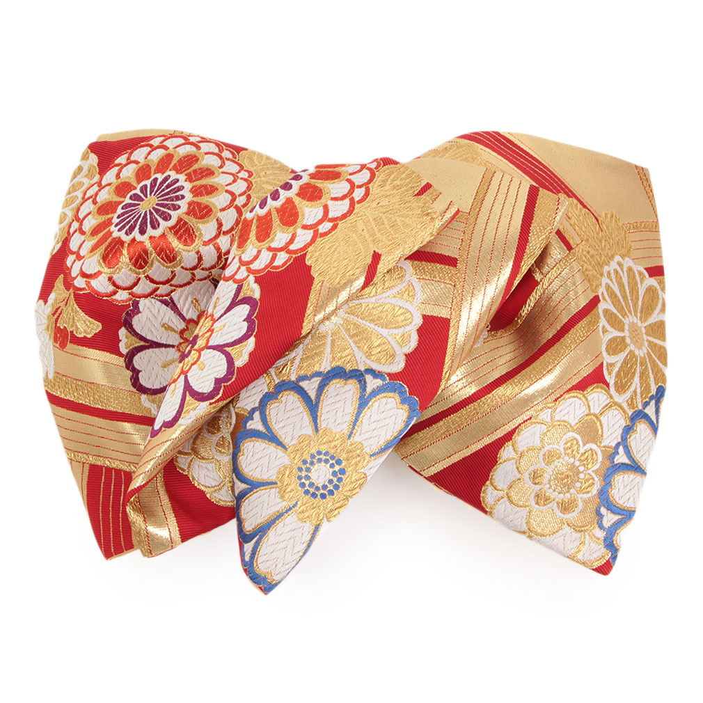 Kisste（キステ） 袋帯 振袖用 帯 成人式 レッド ゴールド 青海波 華紋