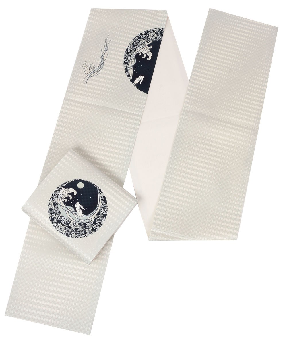 Kisste（キステ） 京袋帯 正絹 帯 ライトグレー 灰 濃紺 仕立て上がり