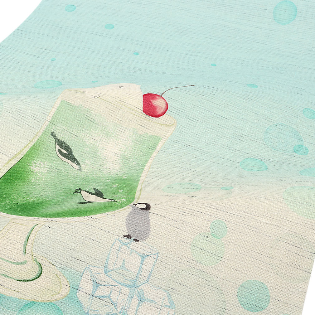 Kisste（キステ） 京袋帯 夏 帯 麻 薄緑 クリームソーダ 召しませ花