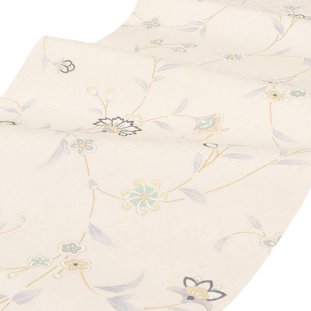 全通 九寸名古屋帯 リバティ調 蔓草花文様 モダン 新品未使用品 正絹 6-5-02898b.jpg