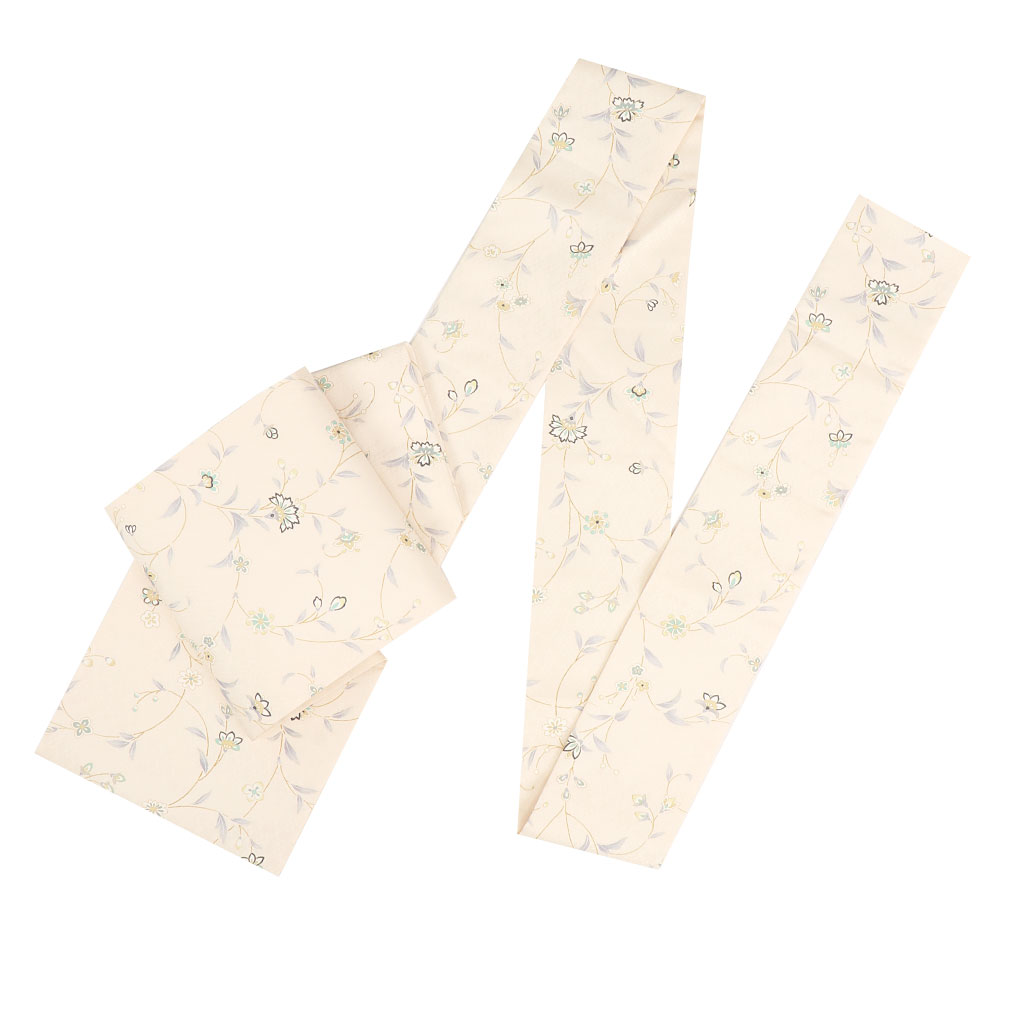 Kisste（キステ） 名古屋帯 正絹 新品 九寸名古屋帯 クリーム 蔓花 全