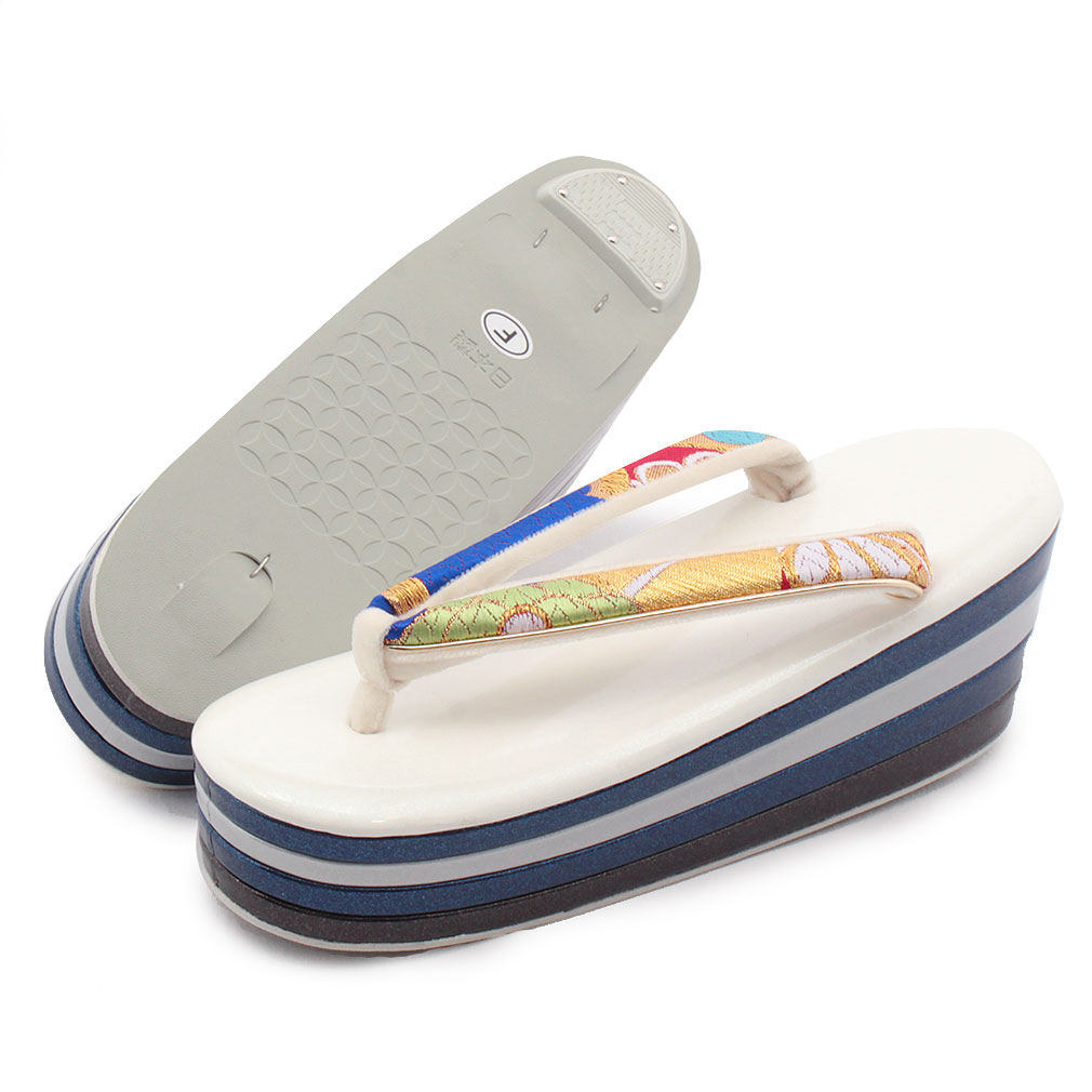 Kisste（キステ） 草履 成人式 振袖 厚底 フリーサイズ L 白 青 黒 金