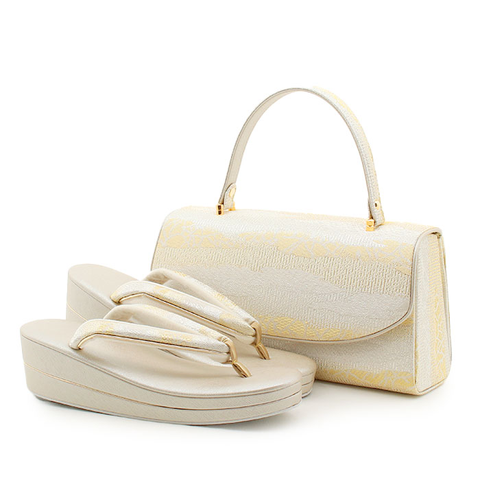 草履バッグセット 留袖用 訪問着用 華三彩 Kissteオリジナル S M L LL ゴールド シャンパンゴールド シルバー 雲取り 霞 織り生地 2枚芯 日本製 | Kisste | 02