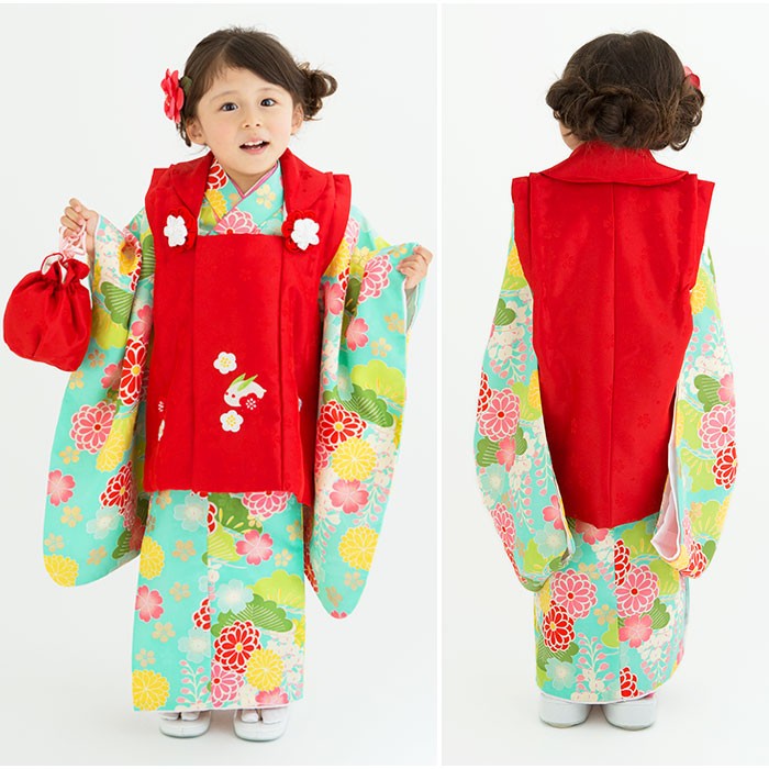 Kisste（キステ） 七五三 着物 3歳 女の子 被布 セット 8点 ミント