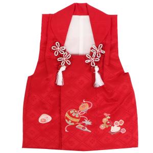 七五三 被布コート 玩具模様 着物 3歳 女の子 単品 正絹 赤 白 桃 日本製 七五三着物
