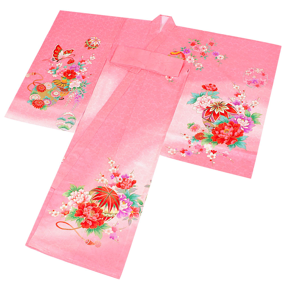 【新品】日本製 豪華大鞠刺繍入/お宮参り 祝着 産着 /襦袢たとう紙付 ピンク お宮参り 女の子 着物 正絹 刺繍入り 赤ちゃんのお祝い着 初着