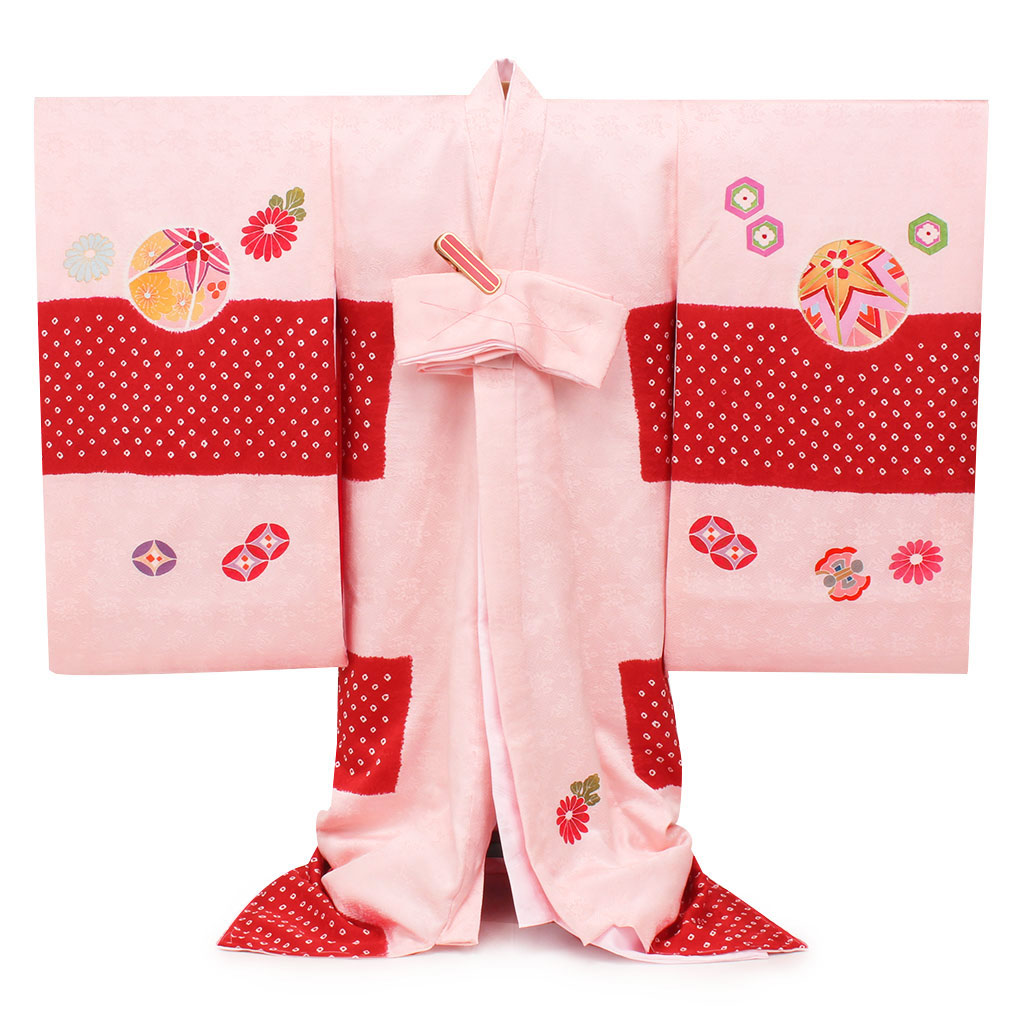 ☆お客様決定☆アンティークの女の子の着物▫赤ピンク地手鞠、読本