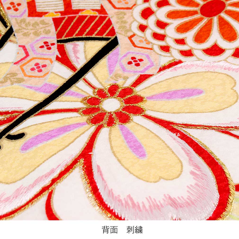 【美品】お宮参り　掛け着　正絹　祝着　産着　女の子　御所車　手まり　百花繚乱 美品】お宮参り 掛け着 正絹 祝着 産着 女の子 御所車 手まり