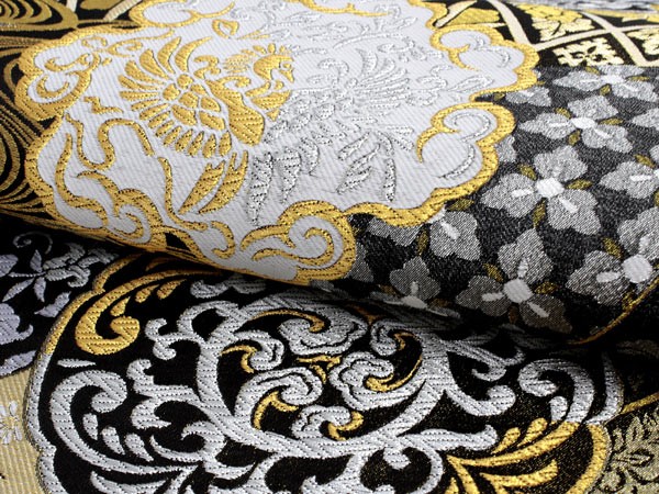 袋帯 フォーマル 全通 黒地 金 銀 道長取り 吉祥 花紋 礼装用 仕立て