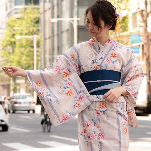 浴衣 レディース セット 7点 ( ゆかた 帯 下駄 腰紐 2本