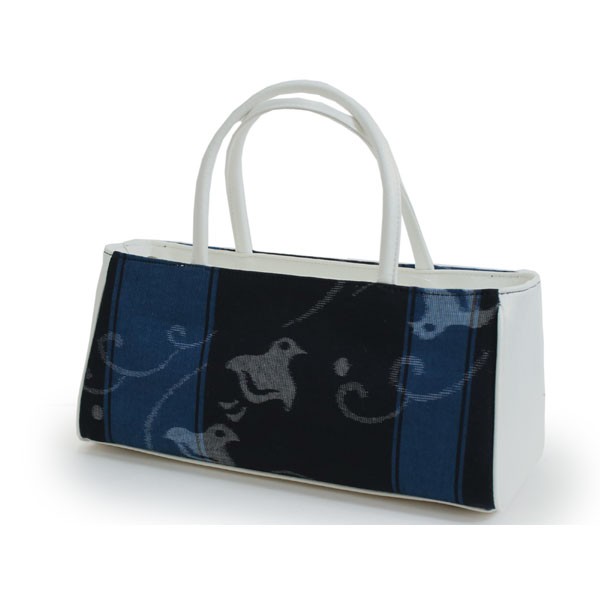 バッグ レディース 単品 ブルー 千鳥 女性 利休バッグ 久留米絣 着物