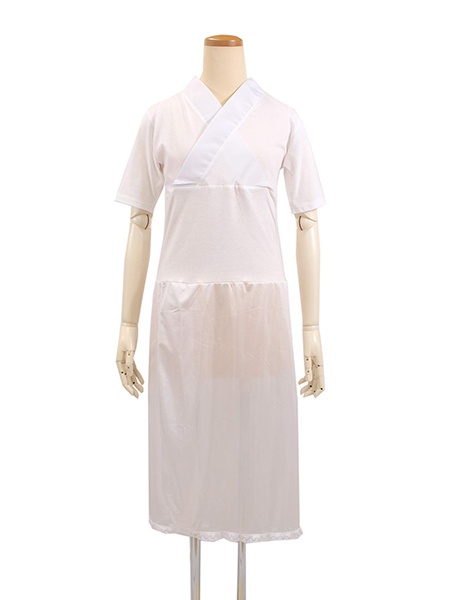 長襦袢 らくらく Tシャツ 単品 M L LL サイズ 半衿付き 合衿 半袖 綿