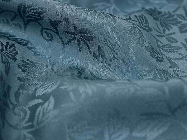 正絹 長襦袢 シルク 反物 フルオーダー 仕立て付き 渋青色地に花唐草柄