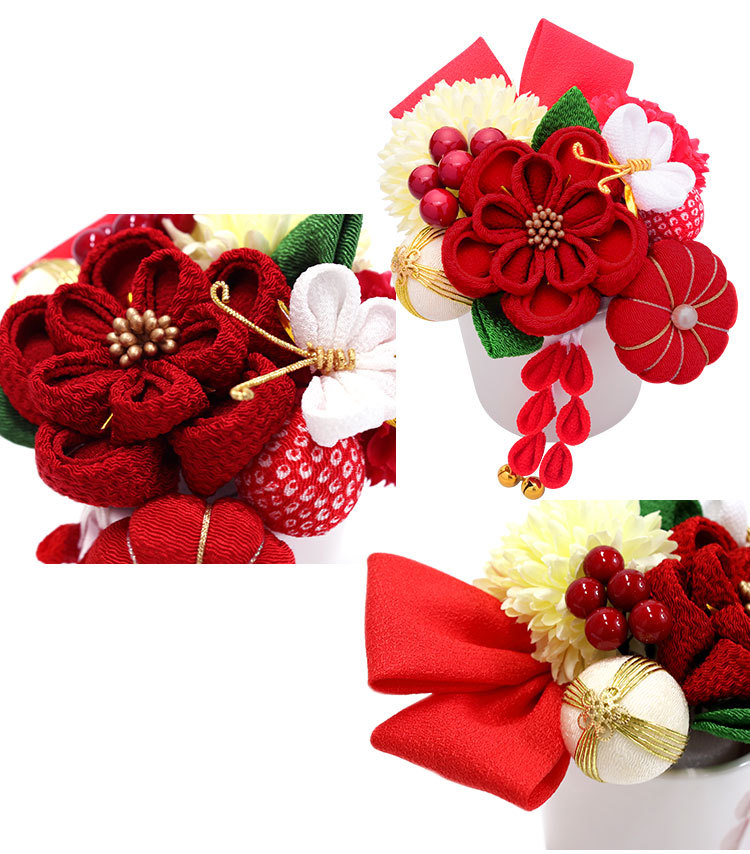 髪飾り 振袖 袴 卒業式 赤 つまみ細工 リボン 12点セット 結婚式 花
