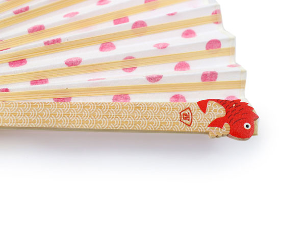扇子 扇子袋 2点セット 縁起 鯛 めで鯛 綿 赤 水玉 ドット 桐箱入り