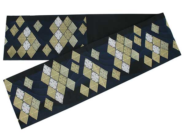 袋帯 礼装 六通 黒 紺 流水 若松菱 菱 単品 新品 訪問着 フォーマル