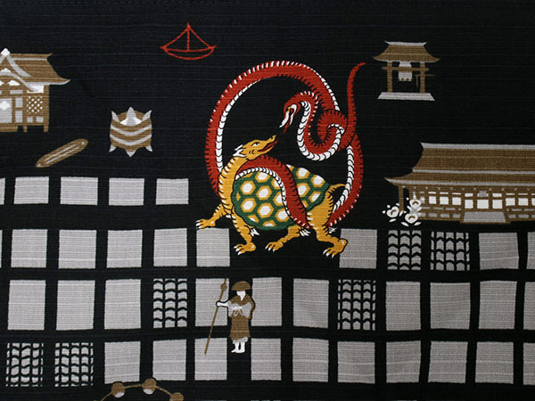 風呂敷 綿小ふろしき 京都-洛中洛外- 黒 グレー色 50cm 中巾 小さい
