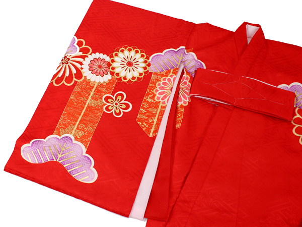 【未使用】高級正絹　長襦袢　日本製　紅梅色　女児　祝着　一つ身　本金彩 千總 - オンラインショップ - / 【三歳 長襦袢】 絞り梅 | 赤