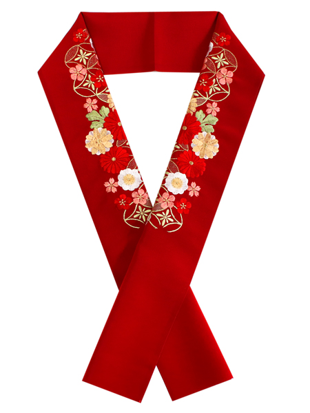 半衿 刺繍 選べる 6色 白 赤 黒 ピンク ゴールド 七宝 菊 単品