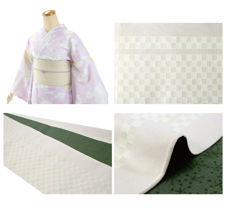 半幅帯 リバーシブル 市松格子 全4色 浴衣 小紋 袴 袴下帯 日本製 着物 半巾帯 細帯