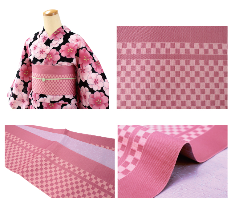 半幅帯 リバーシブル 市松格子 全4色 浴衣 小紋 袴 袴下帯 日本製 着物 半巾帯 細帯