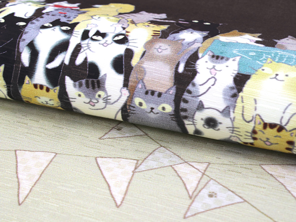 美品 猫 銀通し 着物 正絹“輝きを放つ八割れ美猫”袋帯 4275 美品 猫 銀通し 着物 正絹“輝きを放つ八割れ美猫”袋帯 4275