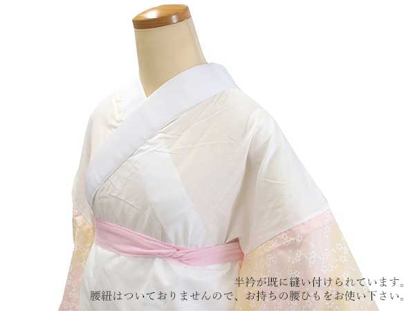 長襦袢 単衣 手描き 花模様 小花地模様 薄桃色 しつけ糸 J-288 20040290.jpg