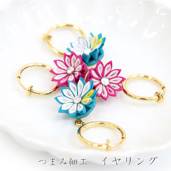 no.440 うすピンク　ぷち桜ピアス　イヤリング　和風　つまみ細工　着物 no.440 うすピンク ぷち桜ピアス イヤリング 和風 つまみ細工