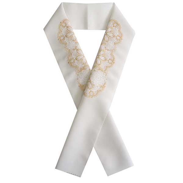 半衿 刺繍 振袖 ホワイト ゴールド レース ドイリー ラインストーン