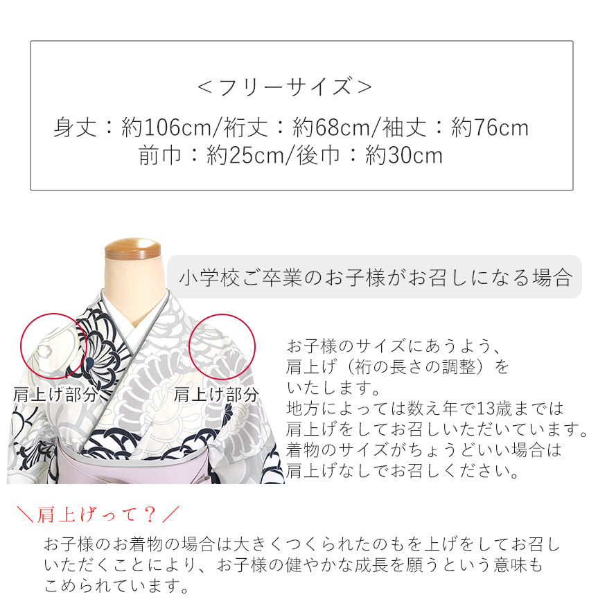 二尺袖着物 ショート丈 単品 卒業式 ねじり梅 菊 二尺袖 着物 袴用