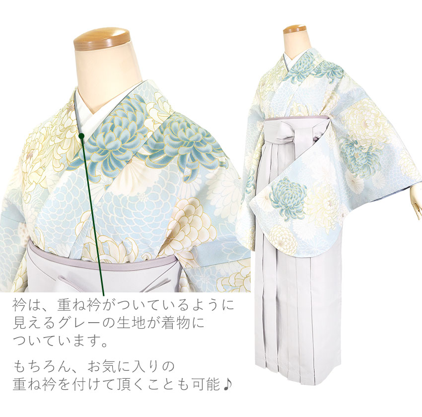 二尺袖着物 ショート丈 単品 卒業式 菊 二尺袖 着物 袴用 大学生 小学生 ジュニア 着物のみ 日本製の画像