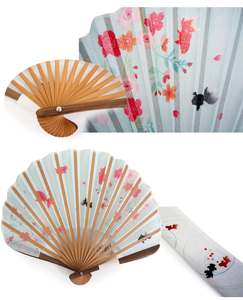 扇子 扇子袋 2点セット 6種類 猫 パンダ 金魚 人気のアニマルシリーズ