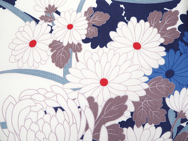 浴衣セット 白地菊尽くし カーキ 兵児帯 セット へこ帯 浴衣 2023 夏
