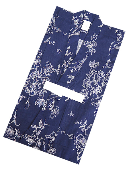 子ども 浴衣 女の子 紺 花柄 単品 ゆかた 100 110 120 130 3歳 5歳 6歳