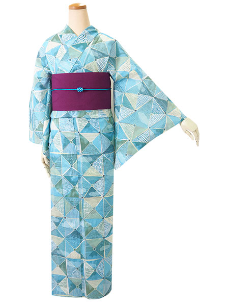【美品】浴衣単品　紙ふうせん　空色　金子みすゞ　みすゞうた　短時間着用　モダン 美品】浴衣単品 紙ふうせん 空色 金子みすゞ みすゞうた 短時間