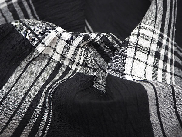 着物 夏着物 綿麻 琵琶上布 Lサイズ 洗える 黒 格子 普段着 メンズ 夏