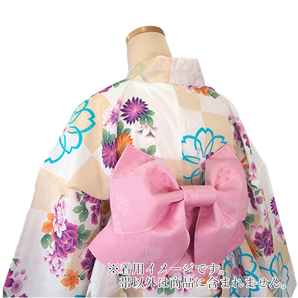 作り帯 浴衣 浴衣帯 ピンク 花地紋 リボン りぼん 結び帯 付帯