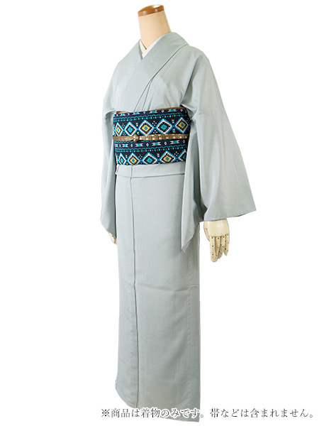 シルック 着物 単衣 江戸小紋 Mサイズ Lサイズ ブルーグリーン 角通し