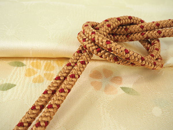 和装小物 帯締め 帯揚げ セット 正絹 刺繍 縮緬 葉模様 丸組紐 C-6467 帯揚げ 帯締め セット 正絹 カジュアル向き 丸組 ブラウン 鳥 草花 霰