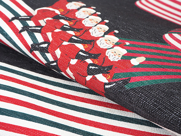 名古屋帯 絹 新品 仕立て上がり カジュアル 黒 サンタクロース ライン