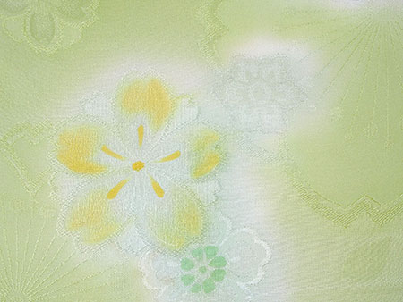 帯揚　刺繍　桜　緑　和装小物 新品帯揚げ 刺繍 桜 - からん::アンティーク着物・リサイクル着物の