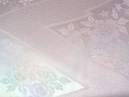 帯揚げ 帯締め セット 正絹 淡いピンク紫 虹色 ぼかし 菱 四季の花