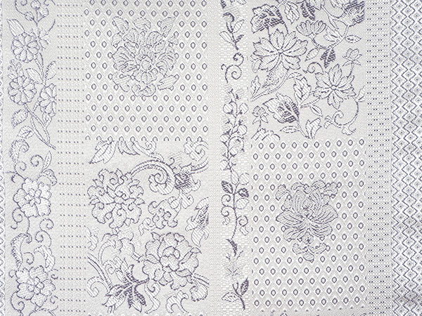 名古屋帯 正絹 新品 未仕立て 反物 八寸 ライトグレー地 花唐草 ドット